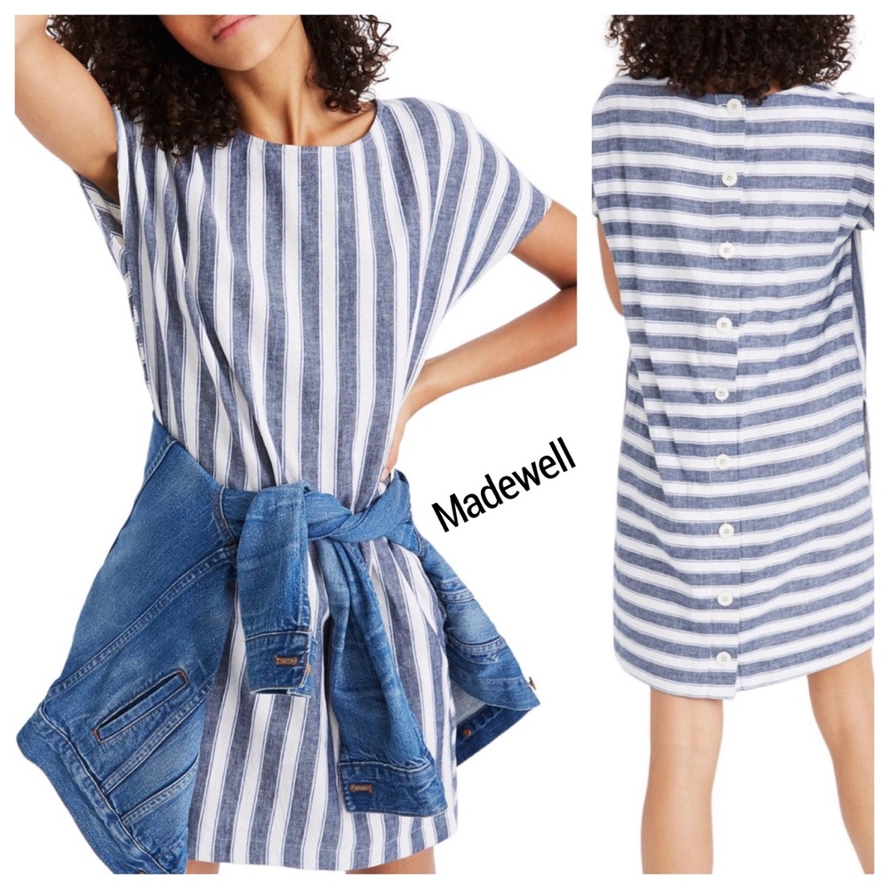 🌸❤️Madewell stripe play button back dress 👗